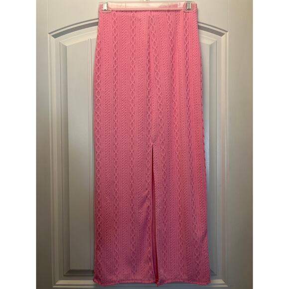 Blue Blush Women’s Soft & Stylish Cable Knit Comfy Pull On Maxi Skirt Sz S Pink - Picture 2 of 4